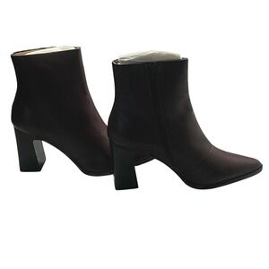 Lisa Vicky Womens Magic Leather Pointed Toe Block Heel Ankle Boots Cranberry 12